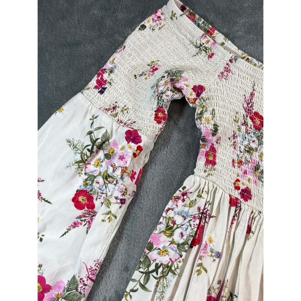 Torrid Floral Smocked Off Shoulder Bell Sleeve Mini Dress White Size 1 (XL) Boho - Picture 2 of 16